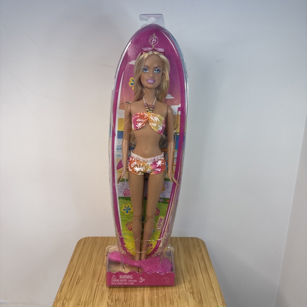 NIB 2008 Barbie Beach Party Doll Caucasian Model Summer N4902 Damage Box